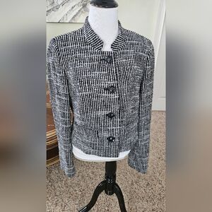 Ann Taylor LOFT Black/Grey/White Short Tweed Jacket